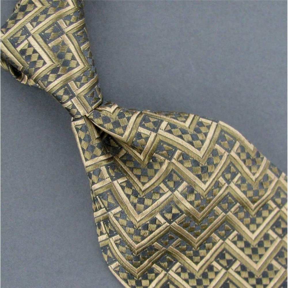 Altea Arte tie Ochre Geometric Woven Gold Gray